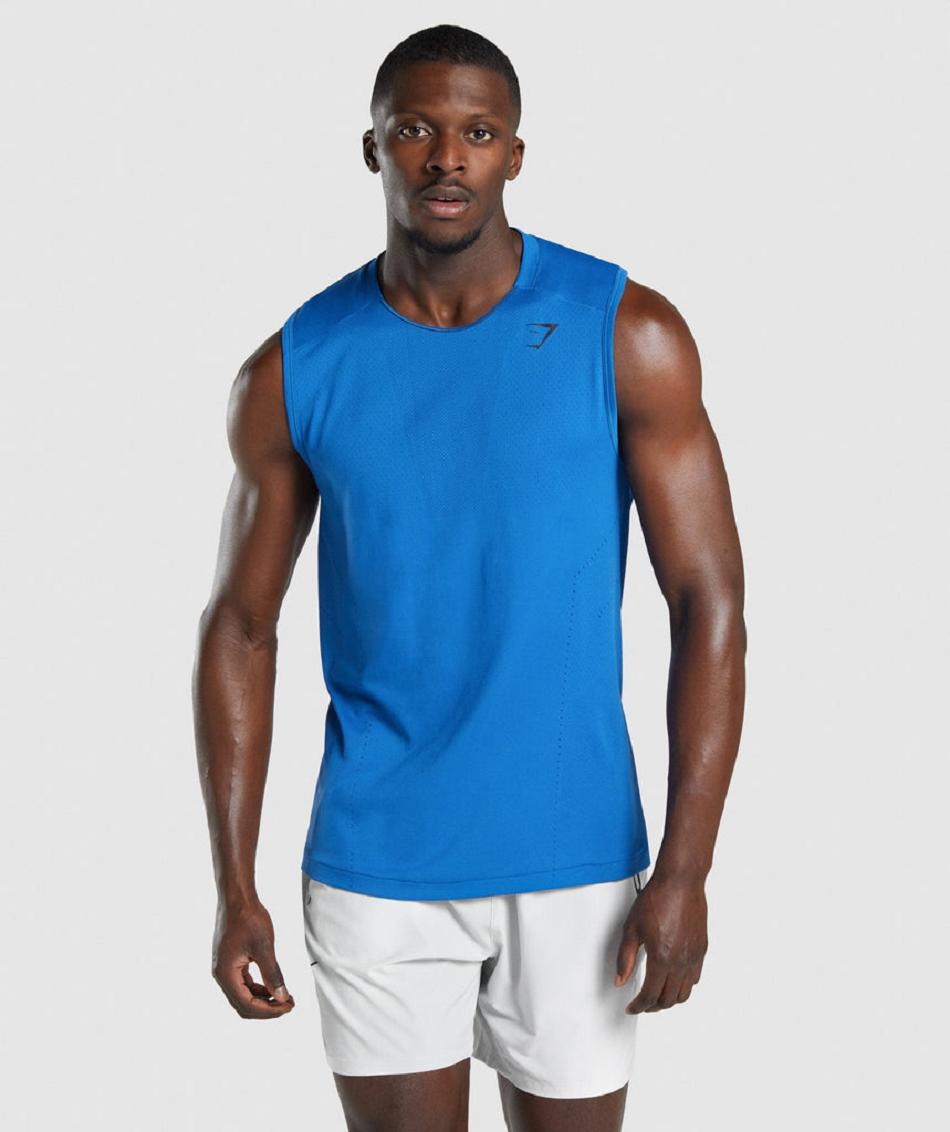 Camiseta Tirantes Gymshark Apex Hombre Azules | CO 3184TCE